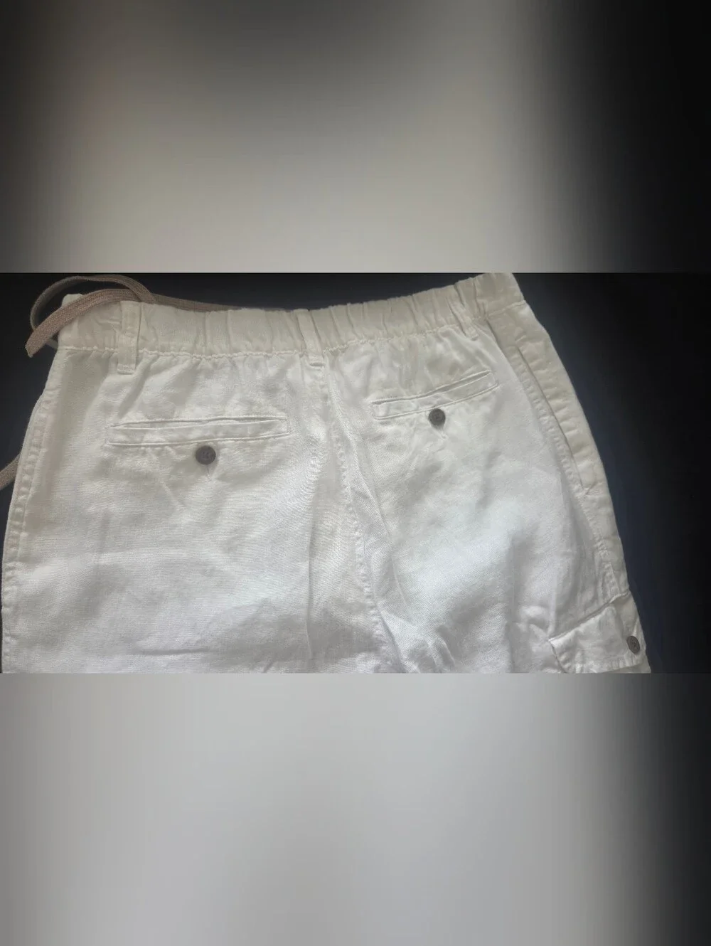 Caribbean Cargo Pants Mens 34X34 White 100% Linen Straight Leg Utility Gorpcore